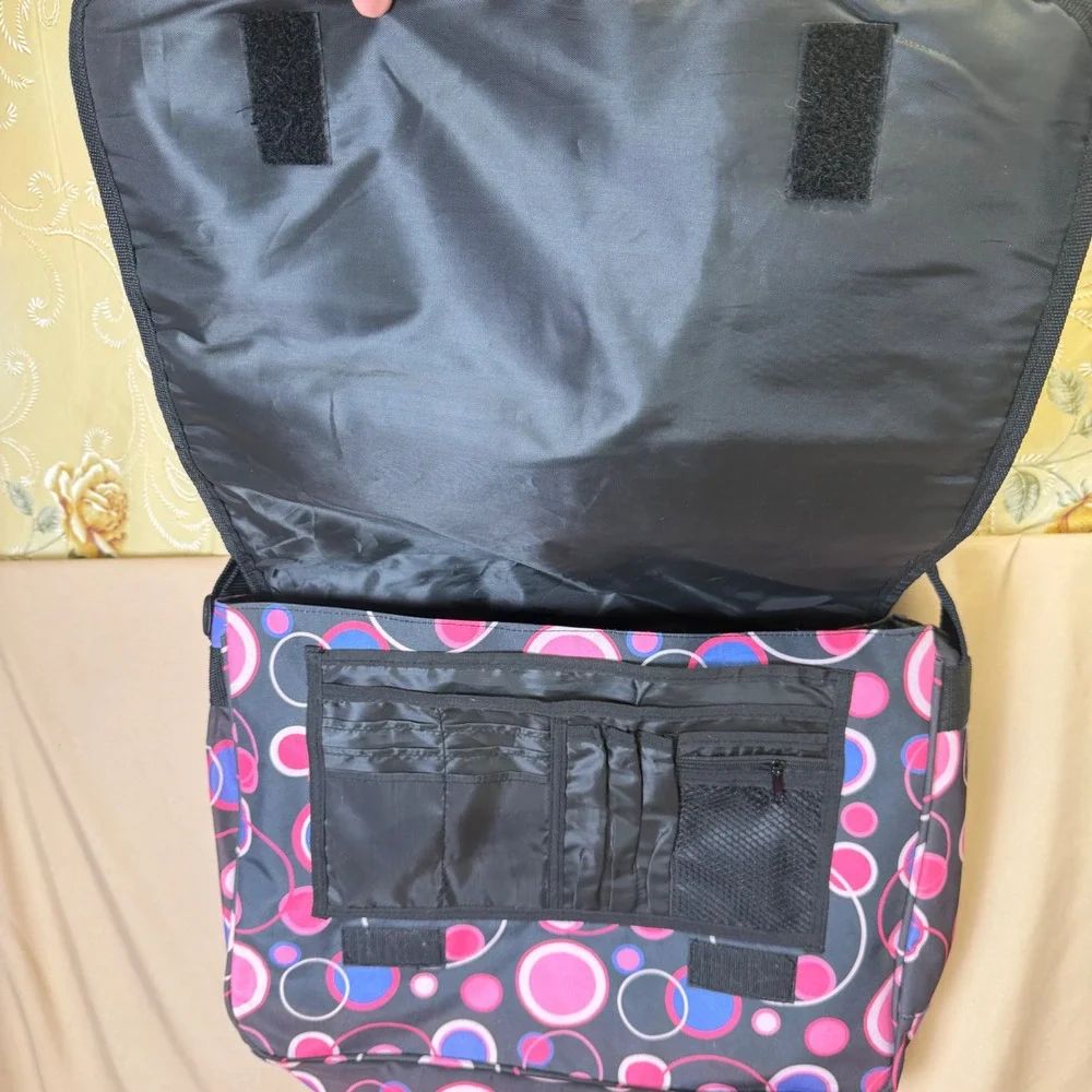 Vintage Y2K Genuine Dickies Messenger Bag Pink Blue Circle Print Laptop School